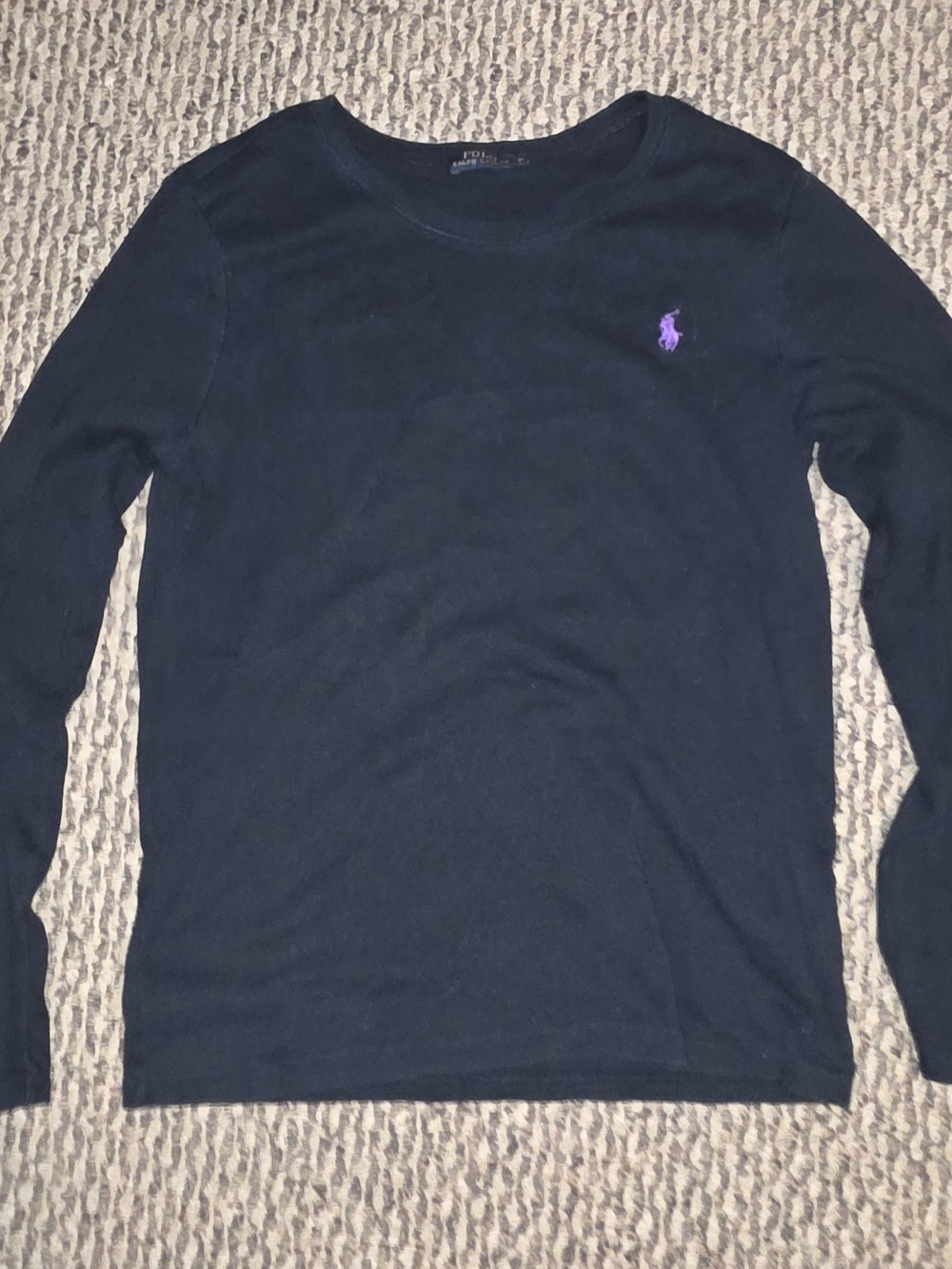 Ralph Lauren Black Long Sleeve Tee with Purple Pony